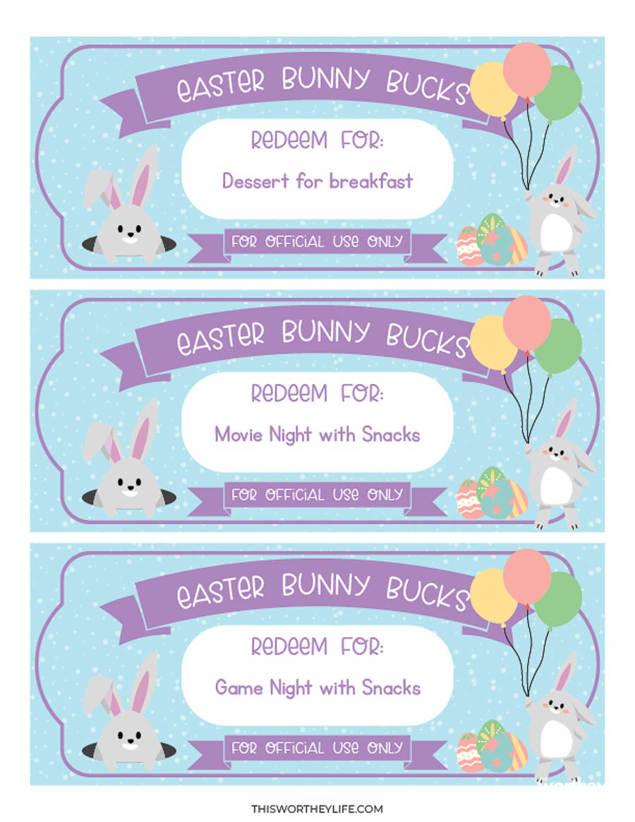 Printable Bunny Bucks - Printable Party Favors with regard to Free Printable Easter Bunny Money