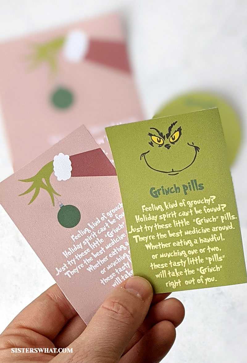 Printable Christmas Tags Grinch Pills Printable Stocking Stuffer pertaining to Free Printable Grinch Pills Printable