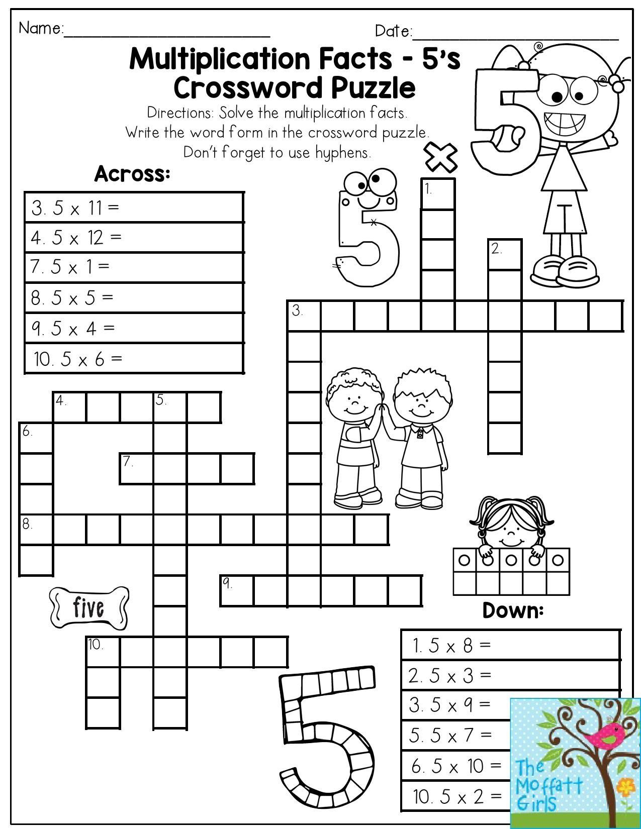 Printable Crossword Puzzle Grade 3 | Fun Math Worksheets, Math throughout Printable Crossword Puzzles For Third Graders