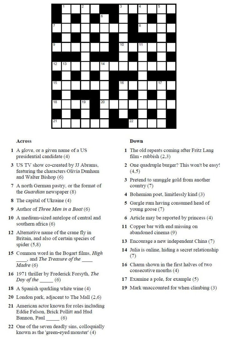 Printable Crosswords Uk