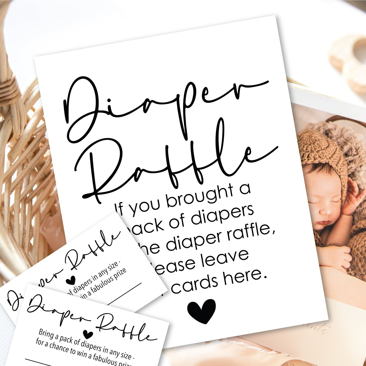 Printable Diaper Raffle Game Sign And Cards - Digital Download with regard to Free Printable Diaper and Wipe Raffle Tickets