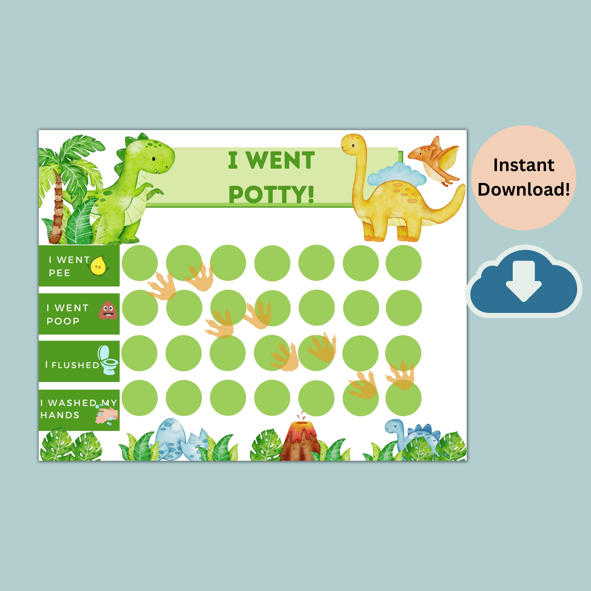 Printable Dinosaur Potty Training Chart With Stickers | Instant Download Sticker Chart | Toddler Chore Chart | T-Rex Potty Chart with regard to Dinosaur Potty Chart Printable Free