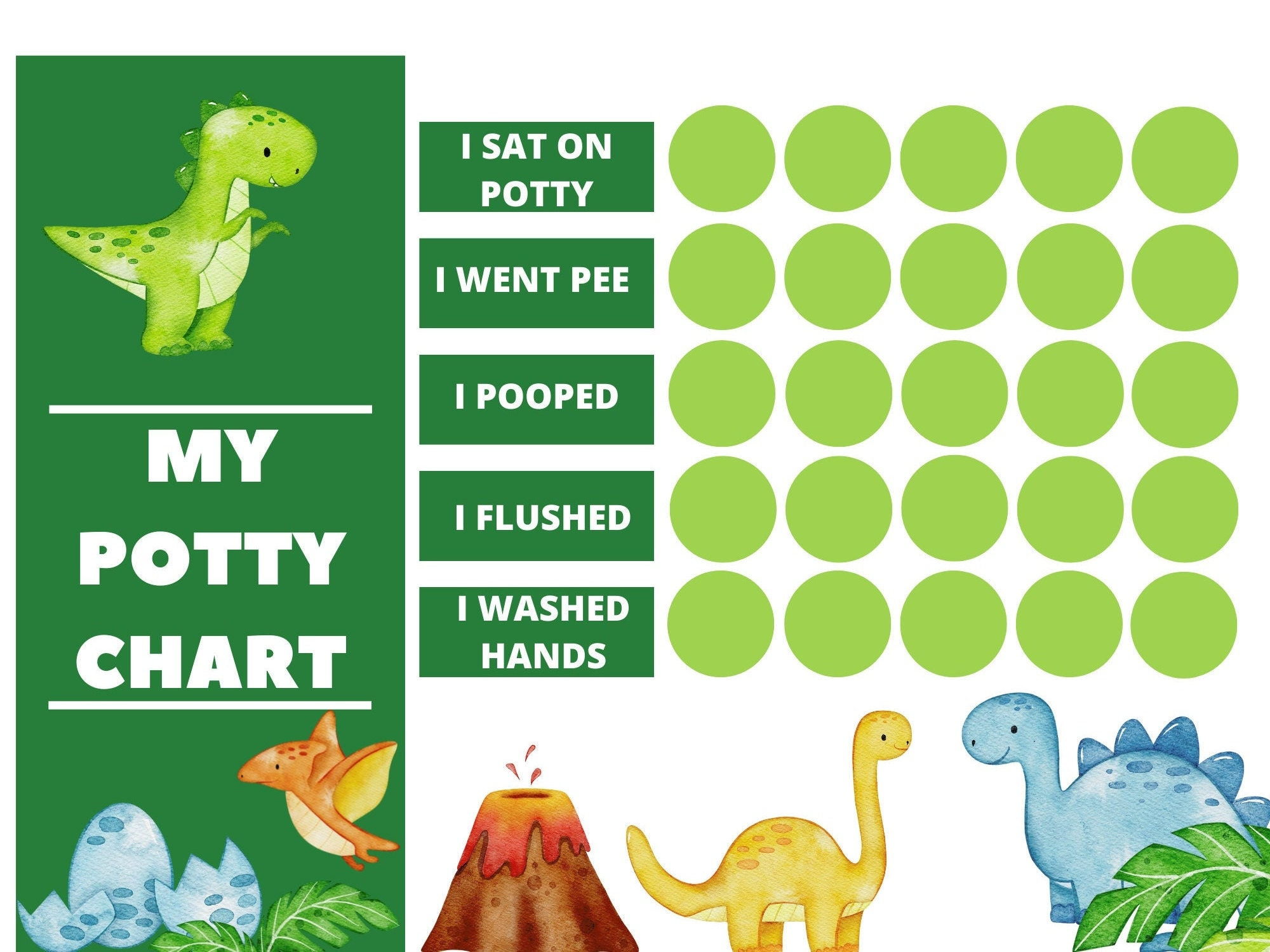 Printable Dinosaur Potty Training Chart With Stickers | Instant in Dinosaur Potty Chart Printable Free