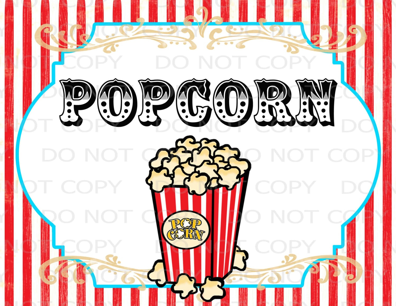 Printable Diy Vintage Circus Popcorn Table Sign - 8.5&amp;quot; X 11&amp;quot; Instant Download within Free Printable Popcorn Sign
