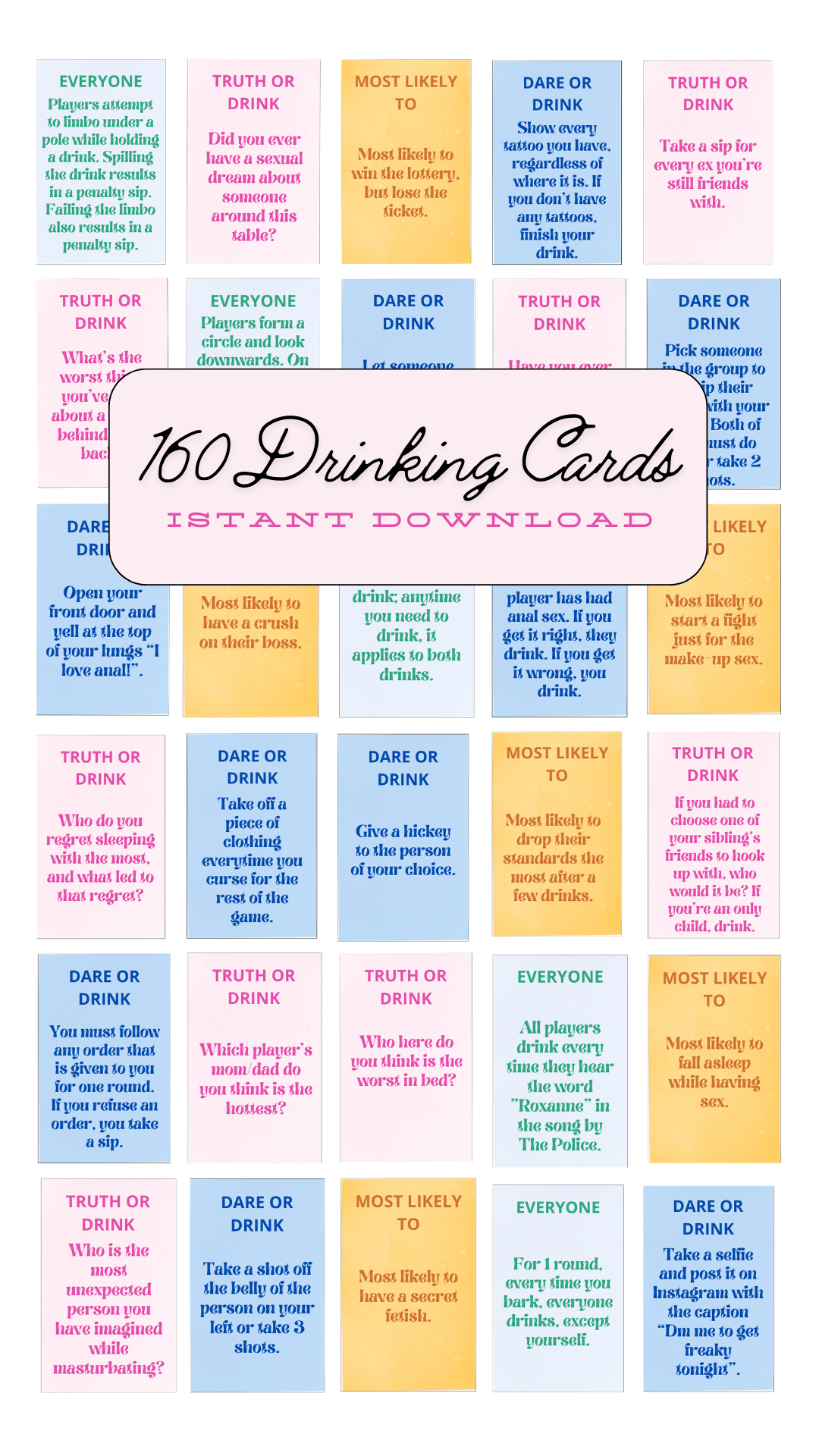 Printable Drinking Games / Printable Party Games | Games4Parties inside Printable Drinking Card Games