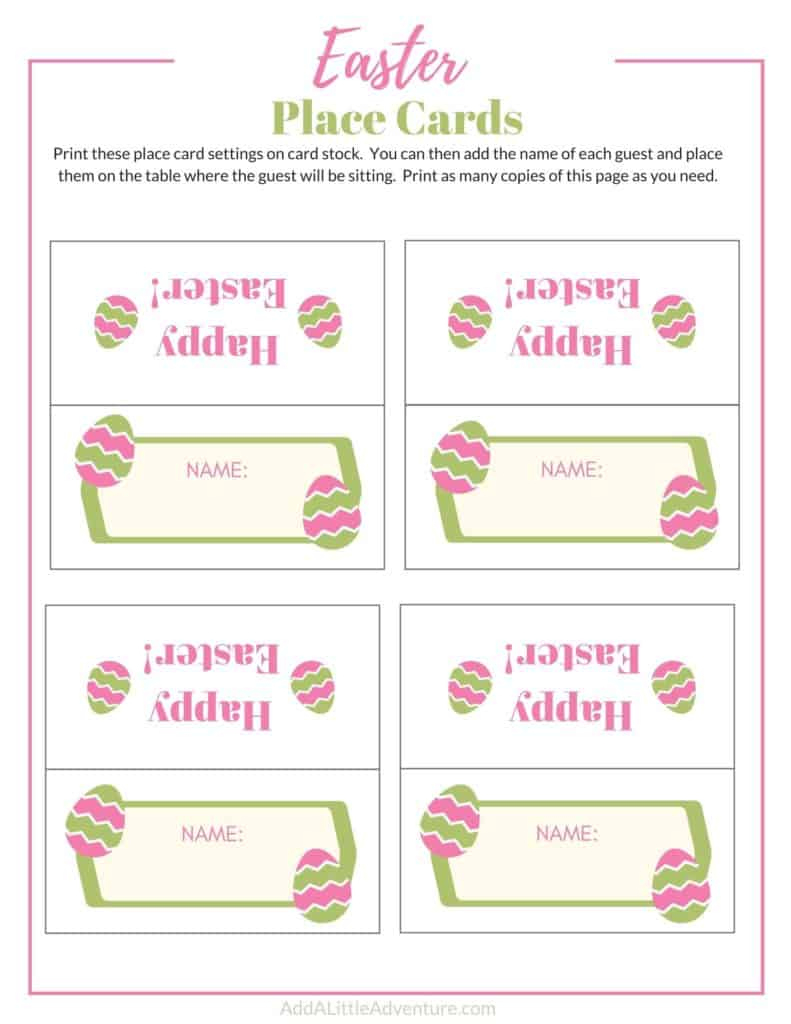 Printable Easter Place Cards - Add A Little Adventure intended for Easter Place Cards Printable