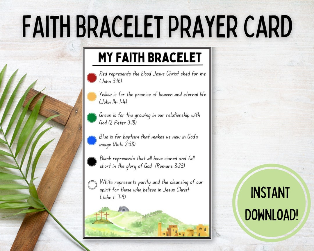 Printable Faith Bracelet Prayer Card | Salvation Bracelet Card with regard to Free Printable Salvation Bracelet Cards