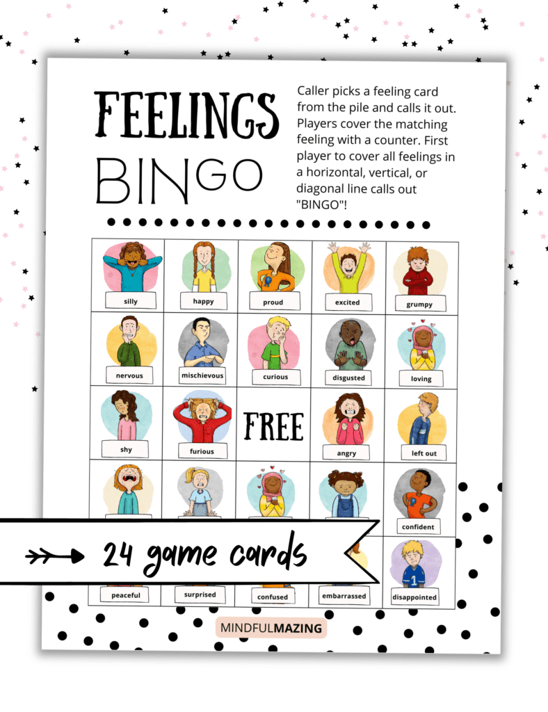 Printable Feelings Bingo Game (24 Cards) • Mindfulmazing regarding Emotions Bingo Free Printable