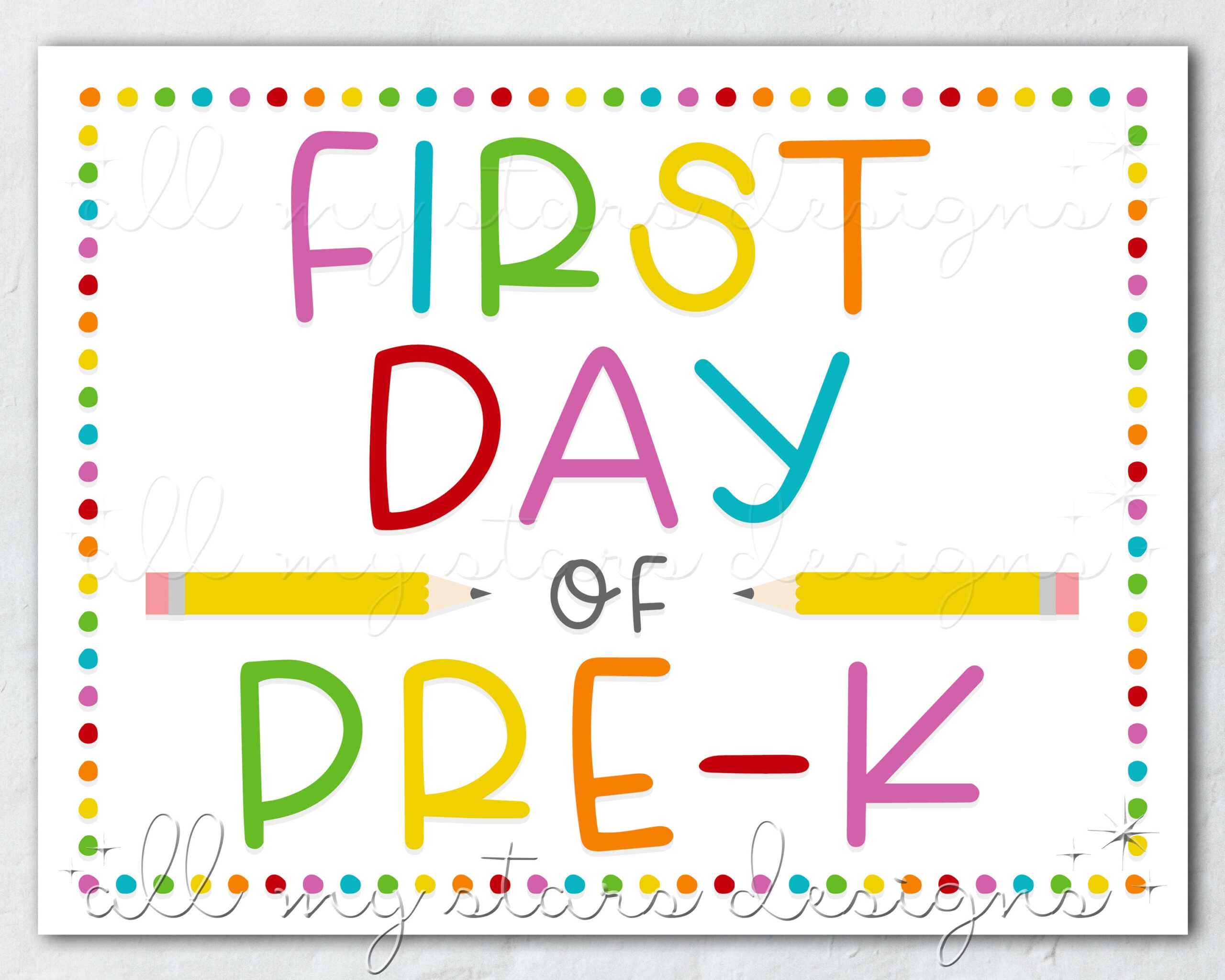 Printable First Day Of Pre-K Sign | Instant Download | Colorful with First Day Of Pre K Printable