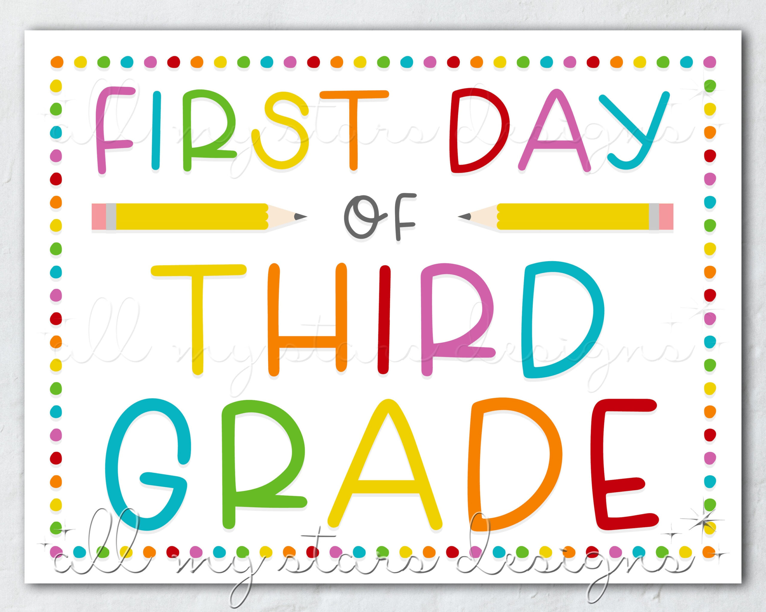 Printable First Day Of Third Grade Sign | Instant Download inside First Day of 3rd Grade Sign Printable