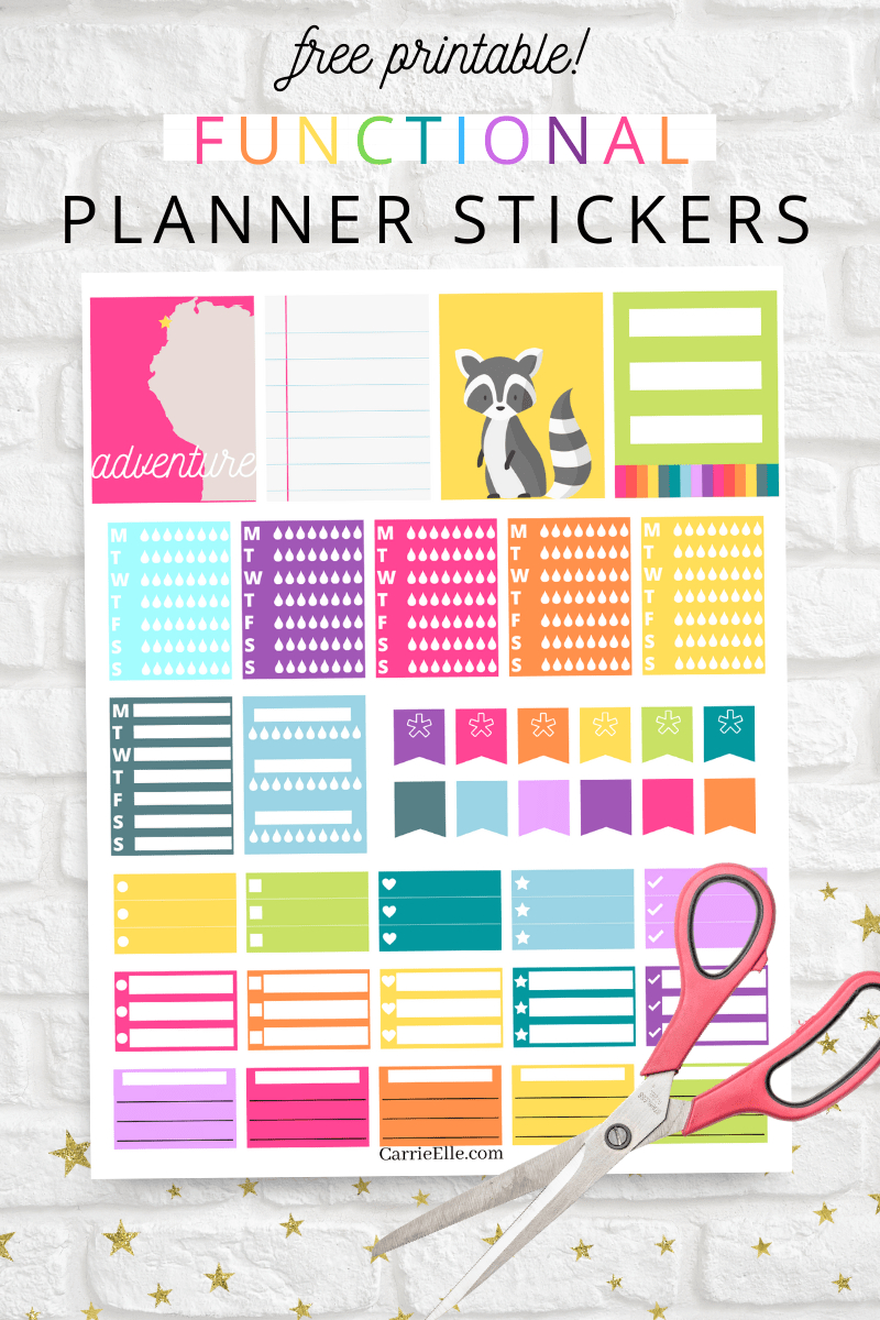 Printable Functional Rainbow Planner Stickers - Carrie Elle inside Free Printable Functional Planner Stickers