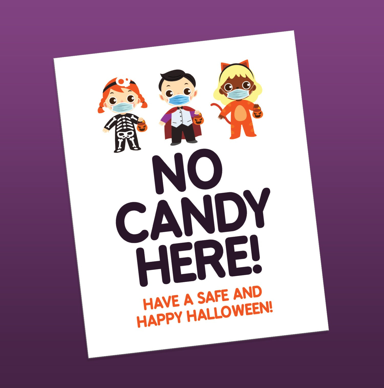 Printable Halloween Sign, No Candy Here Sign, Halloween Door Sign within No Candy Halloween Sign Printable