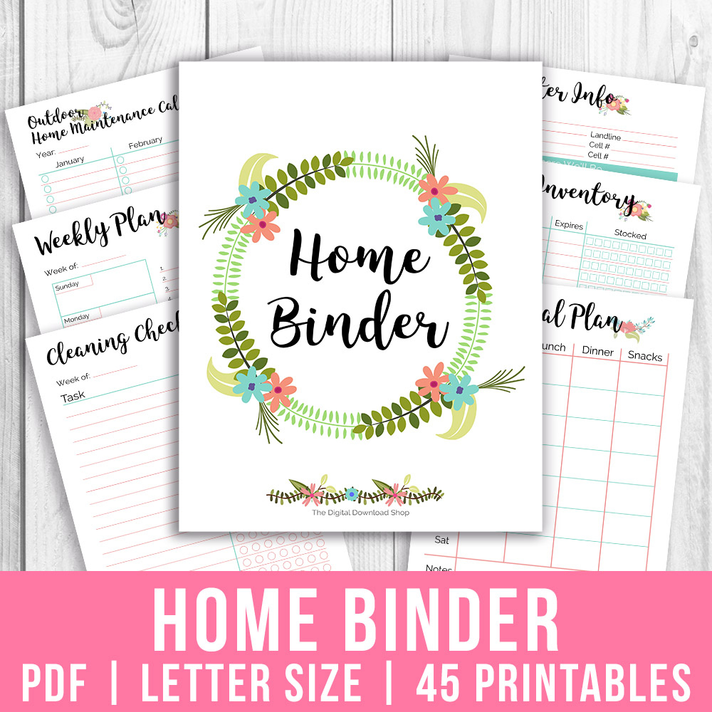 Printable Home Management Binder- Floral pertaining to Home Management Free Printables