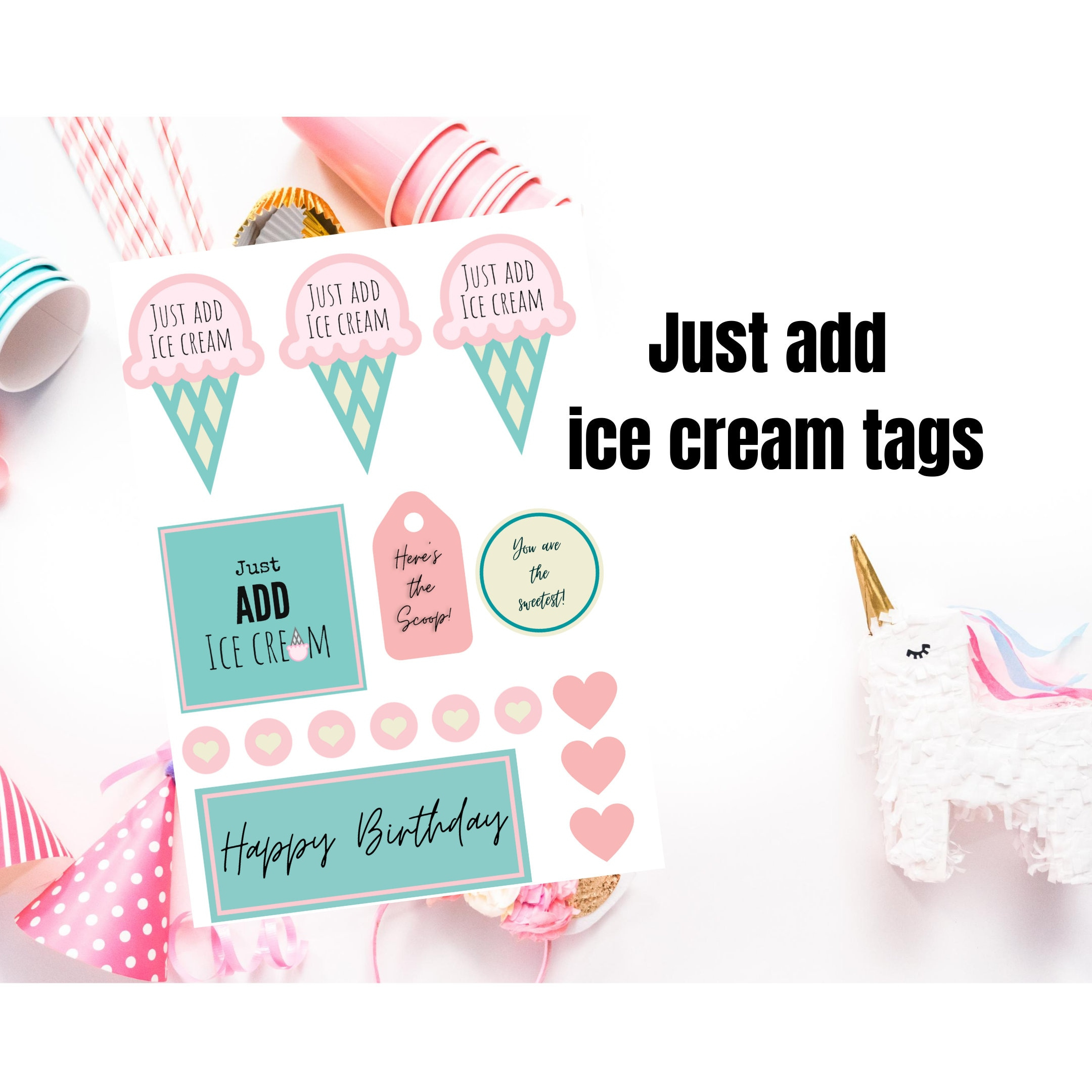 Printable Just Add Ice Cream Tags, Instant Download - Etsy Canada within Just Add Ice Cream Printable