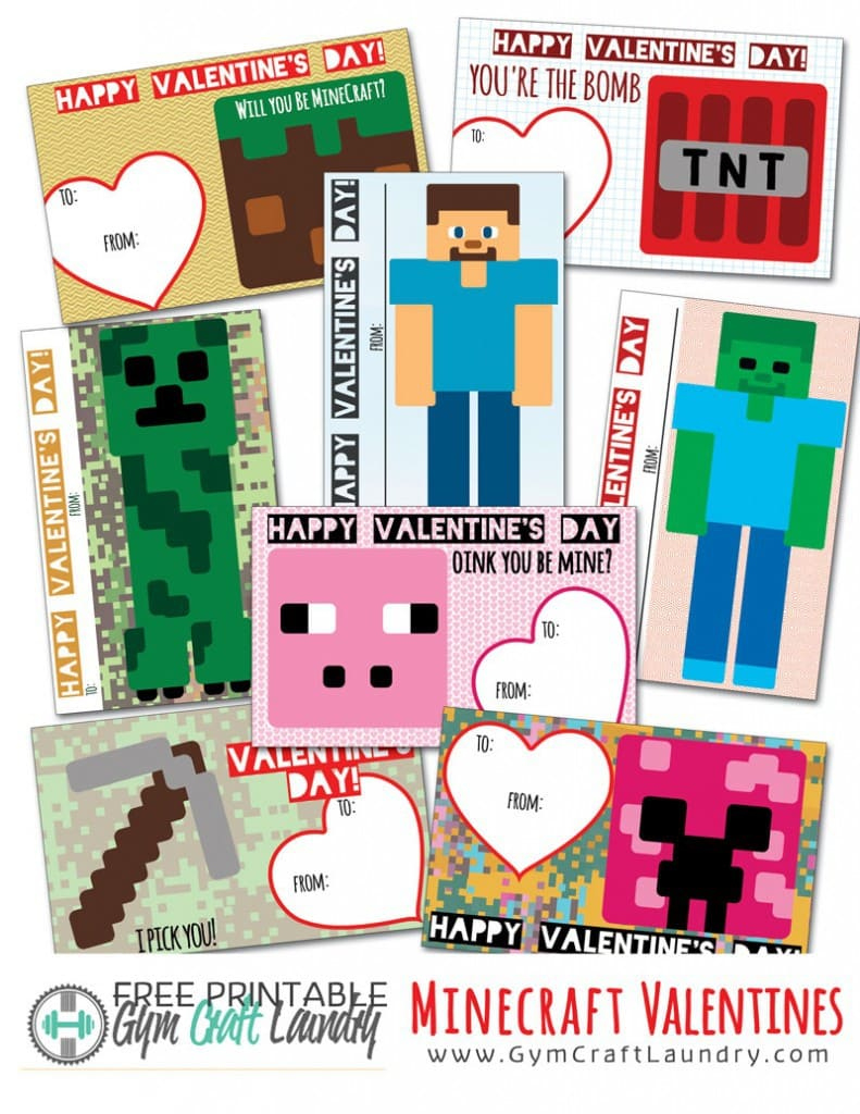 Printable Minecraft Valentines Cards For The Class - Gym Craft Laundry with regard to Free Minecraft Valentine Printables