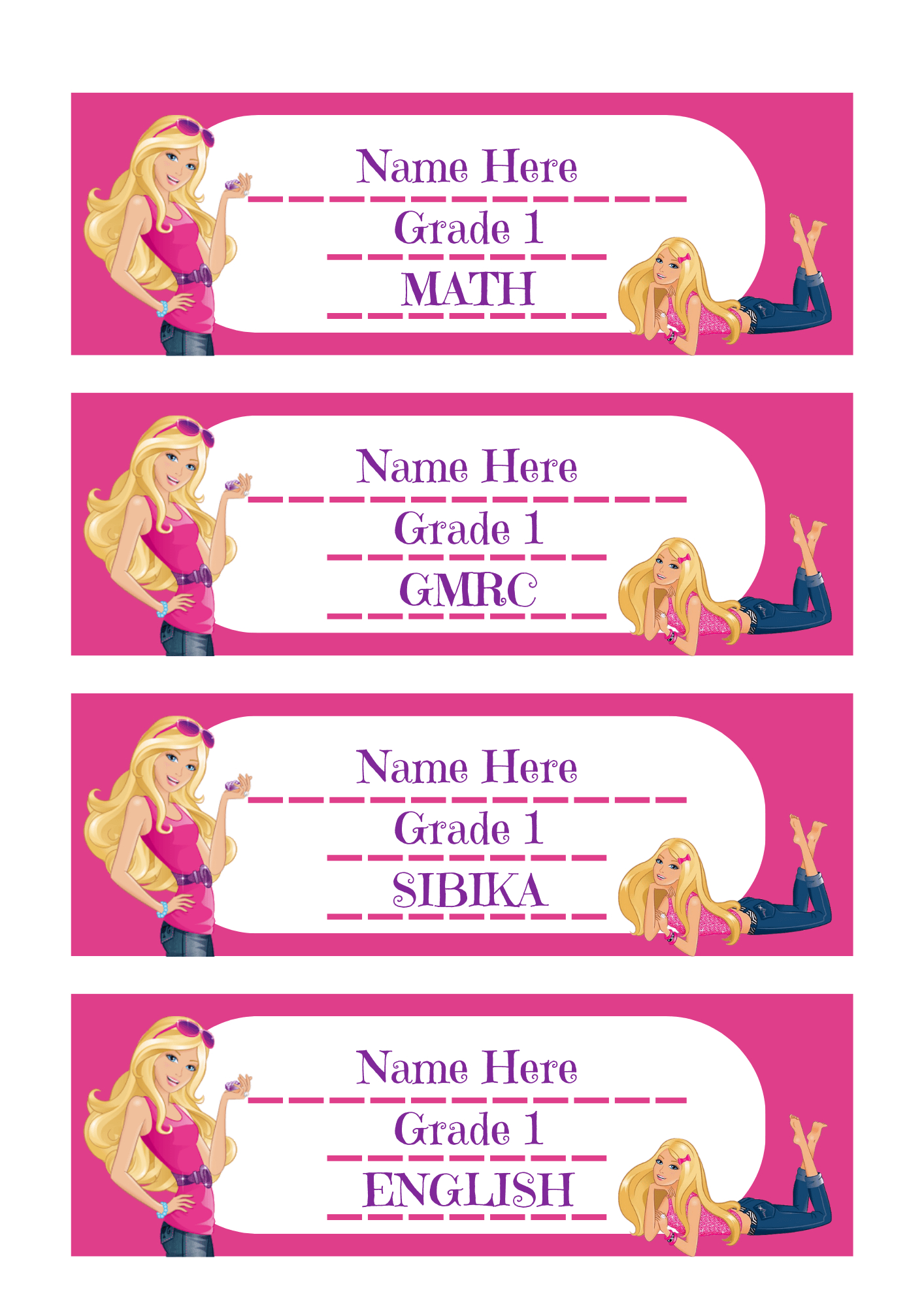 Printable Name Label With Subject - Barbieroucmella - Raket.ph pertaining to Barbie Name Tag Template Printable