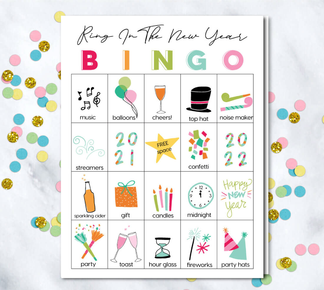 Printable New Year&amp;#039;S Eve Bingo Sheets inside New Years Bingo Card