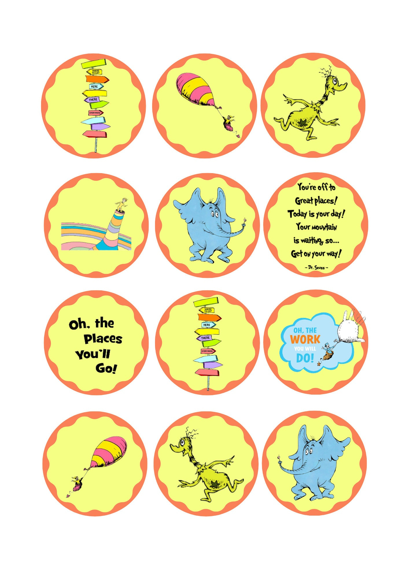 Printable &amp;quot;Oh The Places You&amp;#039;Ll Go!&amp;quot; Cupcake Toppers | Graduation for Printable Dr Seuss Cupcake Toppers