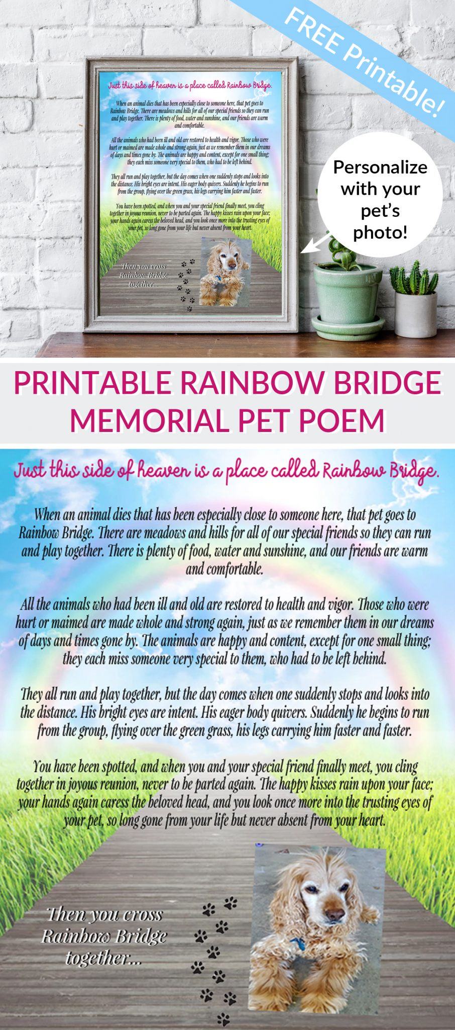 Printable Rainbow Bridge Memorial Pet Poem - For The Love Of Food intended for The Rainbow Bridge Poem Printable Free Download
