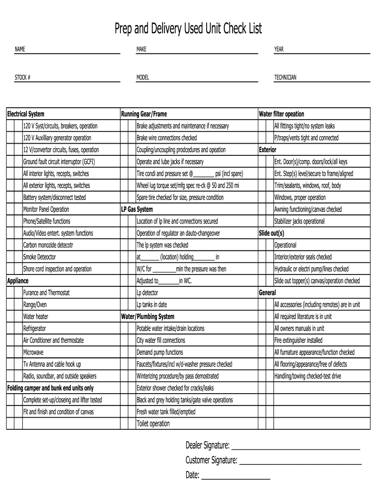 Printable Rv Inspection Checklist - Fill Online, Printable intended for Free Printable Rv Inspection Checklist
