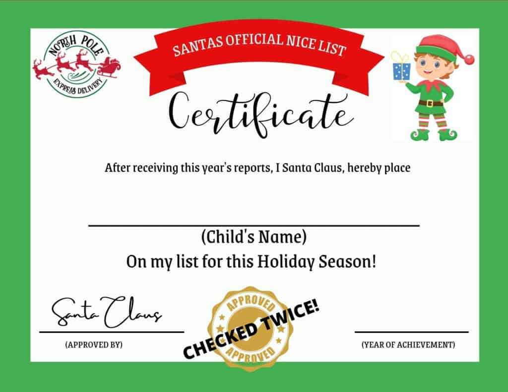 Printable Santa Nice List Certificate - My Printable Home throughout Santa Nice List Certificate Printable