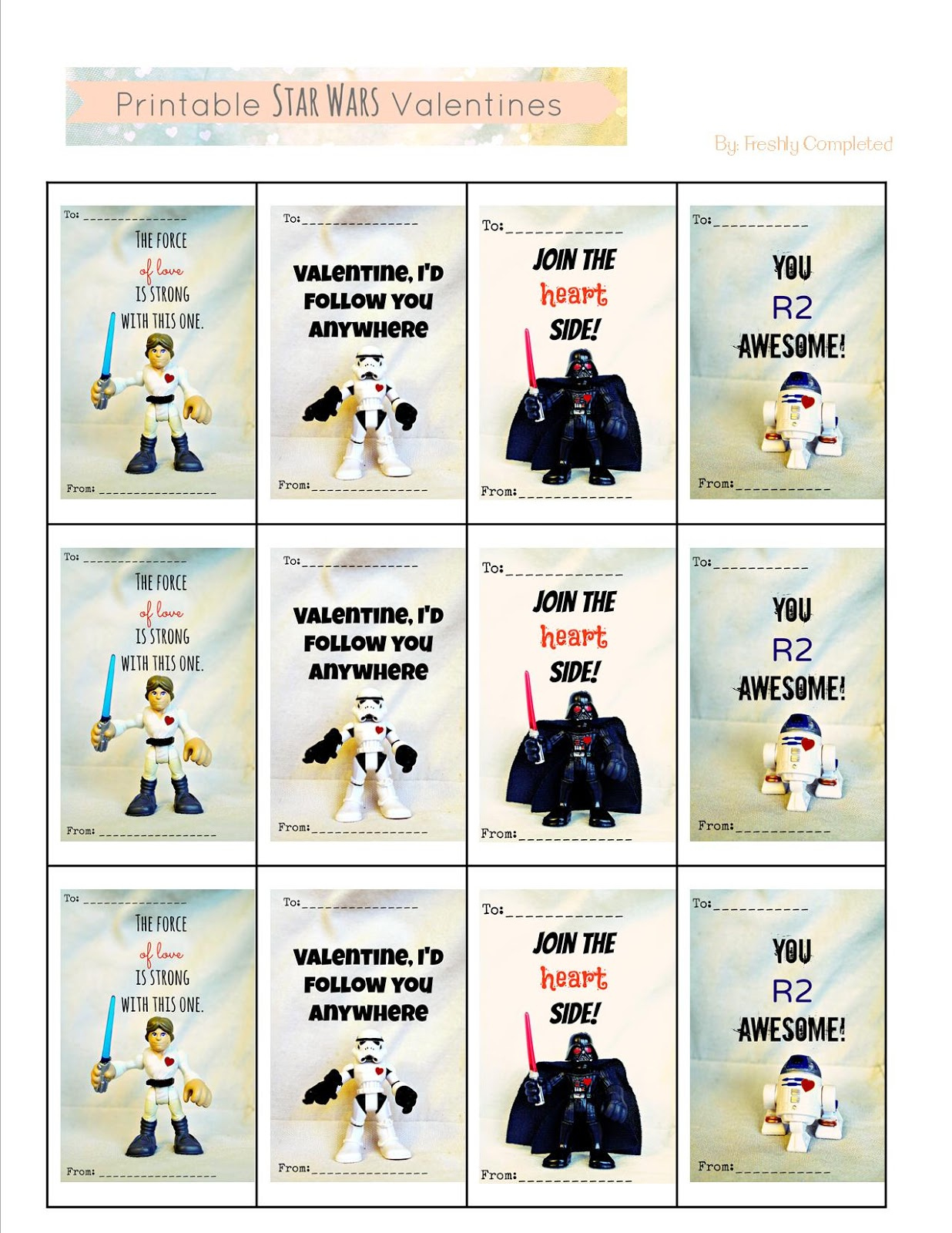 Printable Star Wars Valentines regarding Free Star Wars Printable Valentines