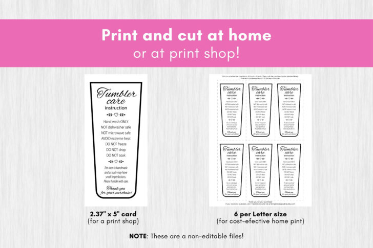 Free Printable Sublimation Tumbler Care Instructions