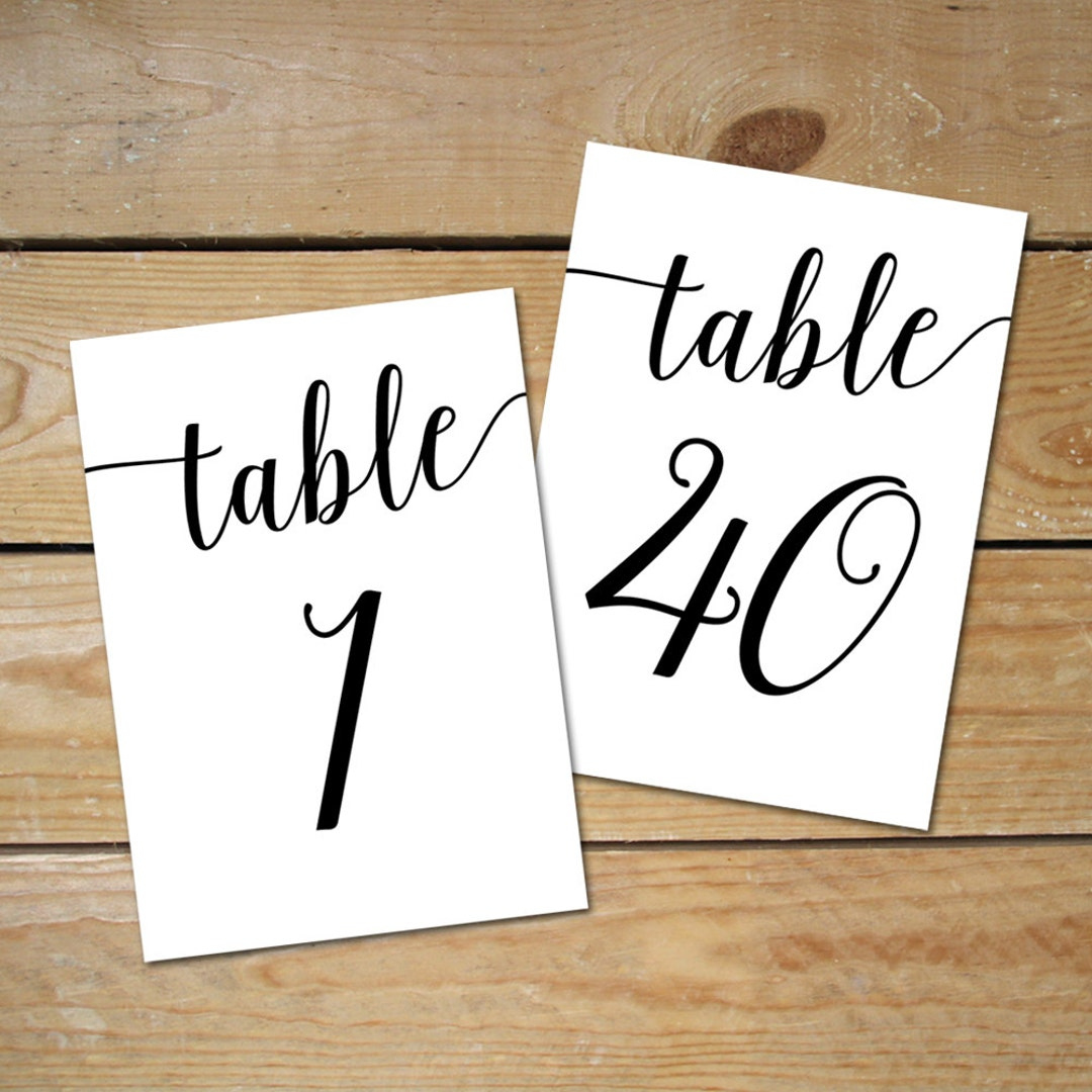 Printable Table Numbers 1-40 / Black Table Numbers For Wedding in Template Free Printable Table Numbers 1 40