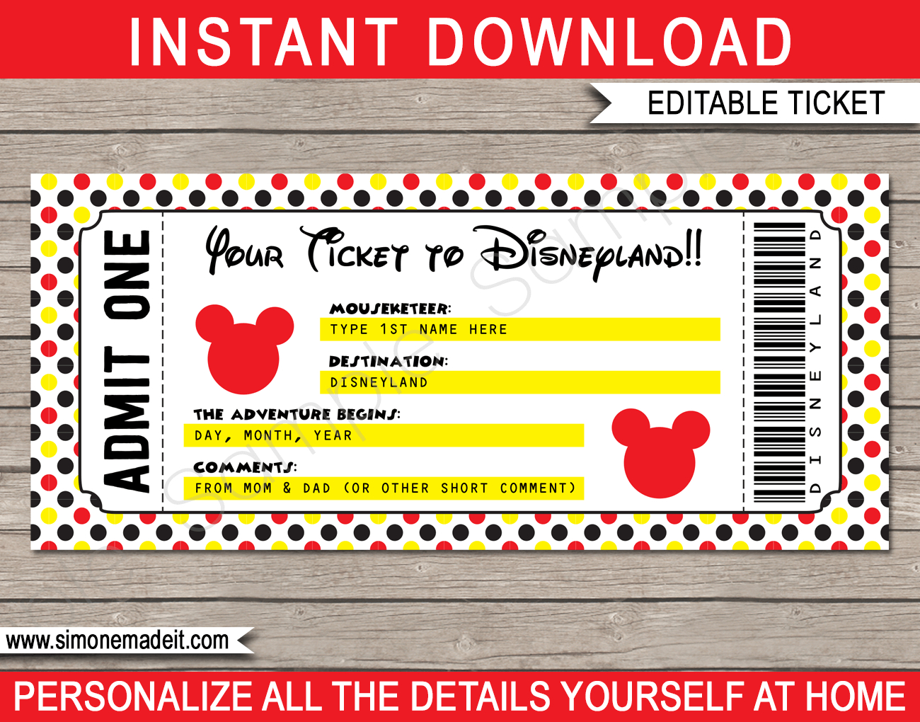 Printable Ticket To Disneyland Template | Surprise Trip To with regard to Free Printable Disneyland Ticket Template