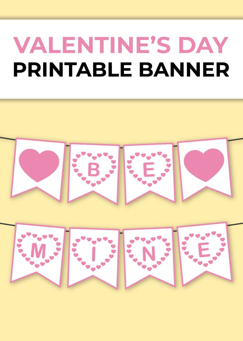 Printable Valentine&amp;#039;S Day Banner - Chevron Lemon intended for Free Valentine Banner Printable