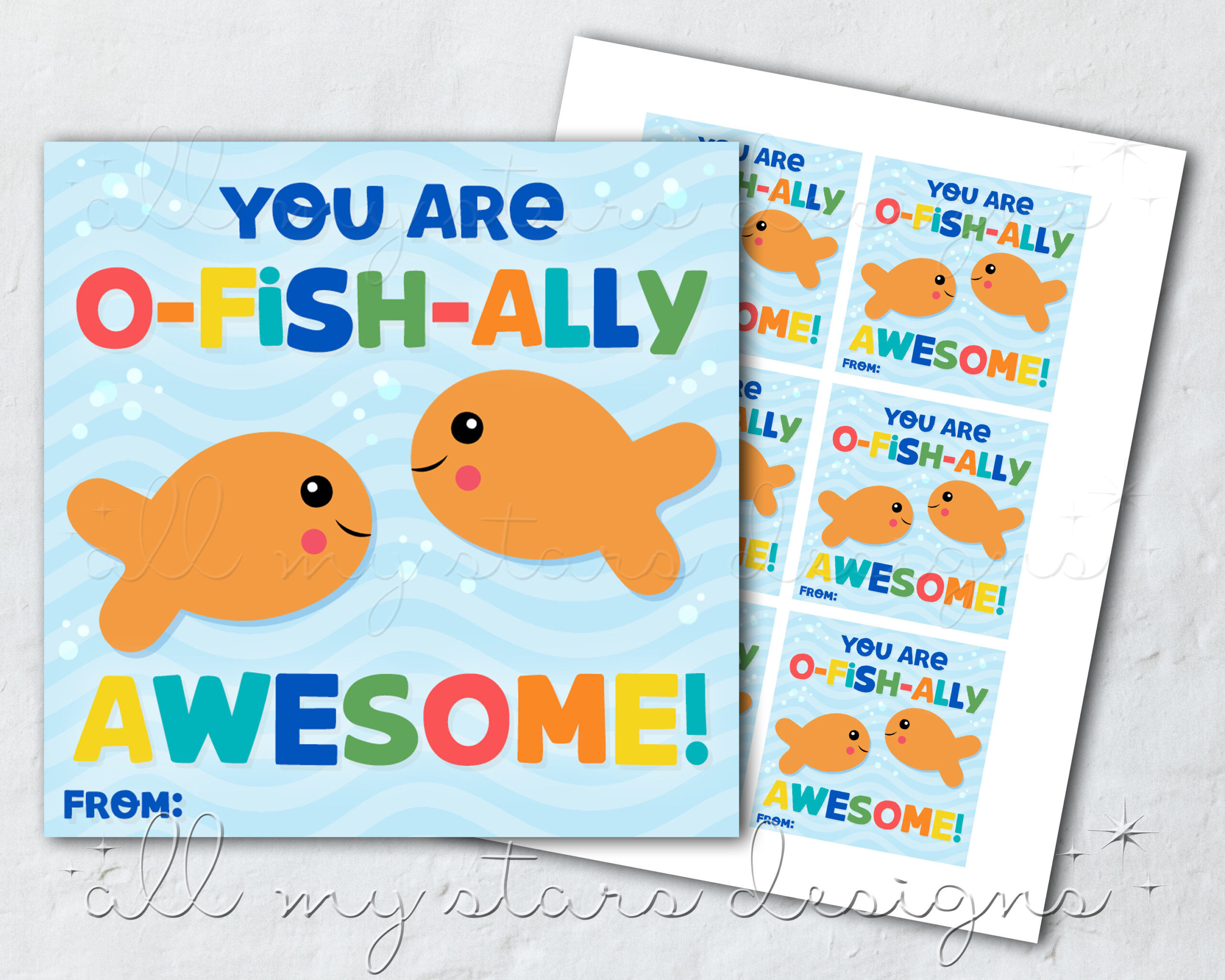 Printable You Are O-Fish-Ally Awesome! Tag | Instant Download in You Are O Fish Ally Awesome Printable Free