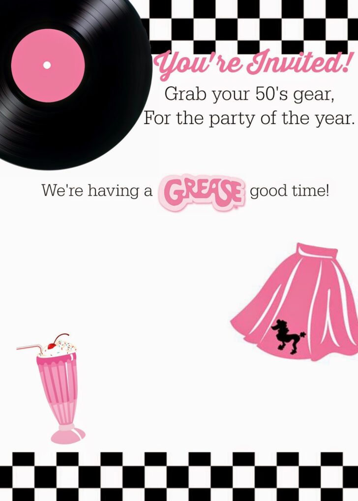 Free Printable Grease Party Invitations