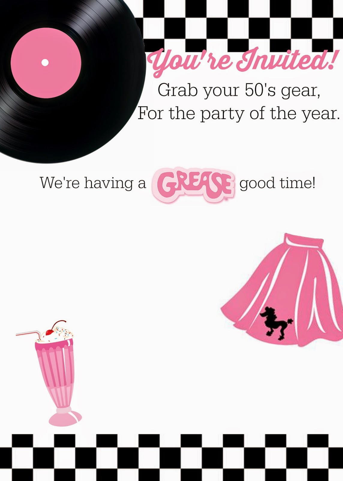 Printables! Free Invitation Printables! | Shipwrecked On Fabulous for Free Printable Grease Party Invitations