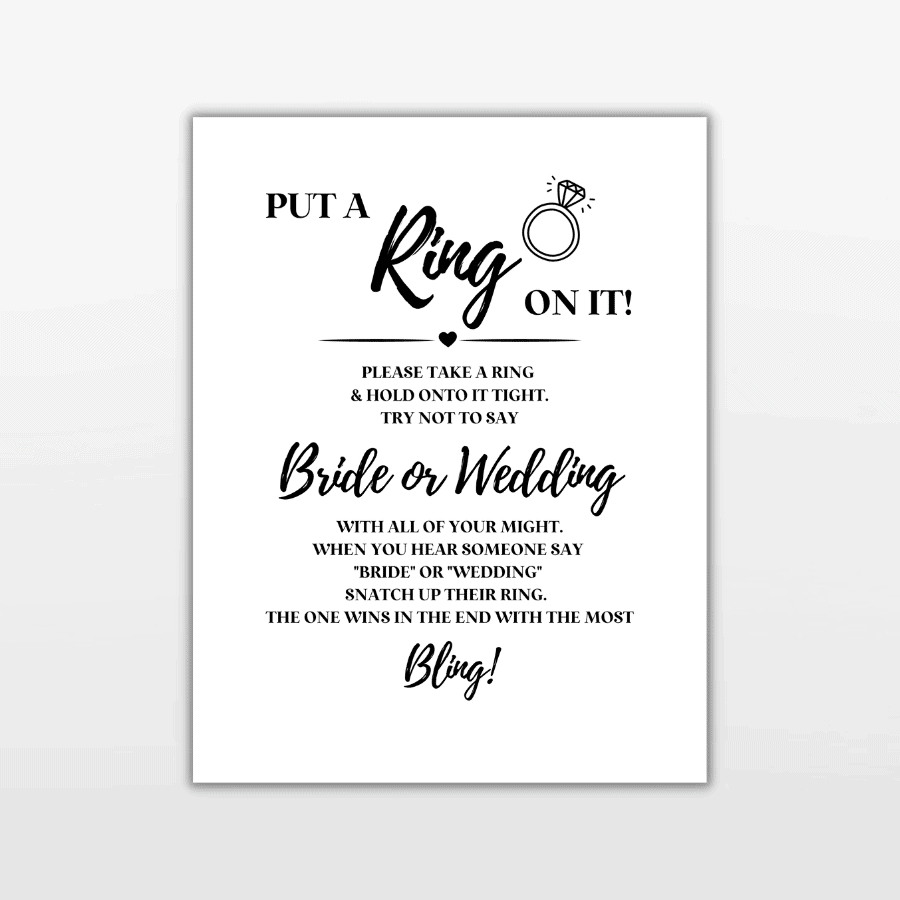 Put A Ring On It Bridal Shower Game + Free Printable Sign - Bold pertaining to Bridal Shower Ring Game Free Printable