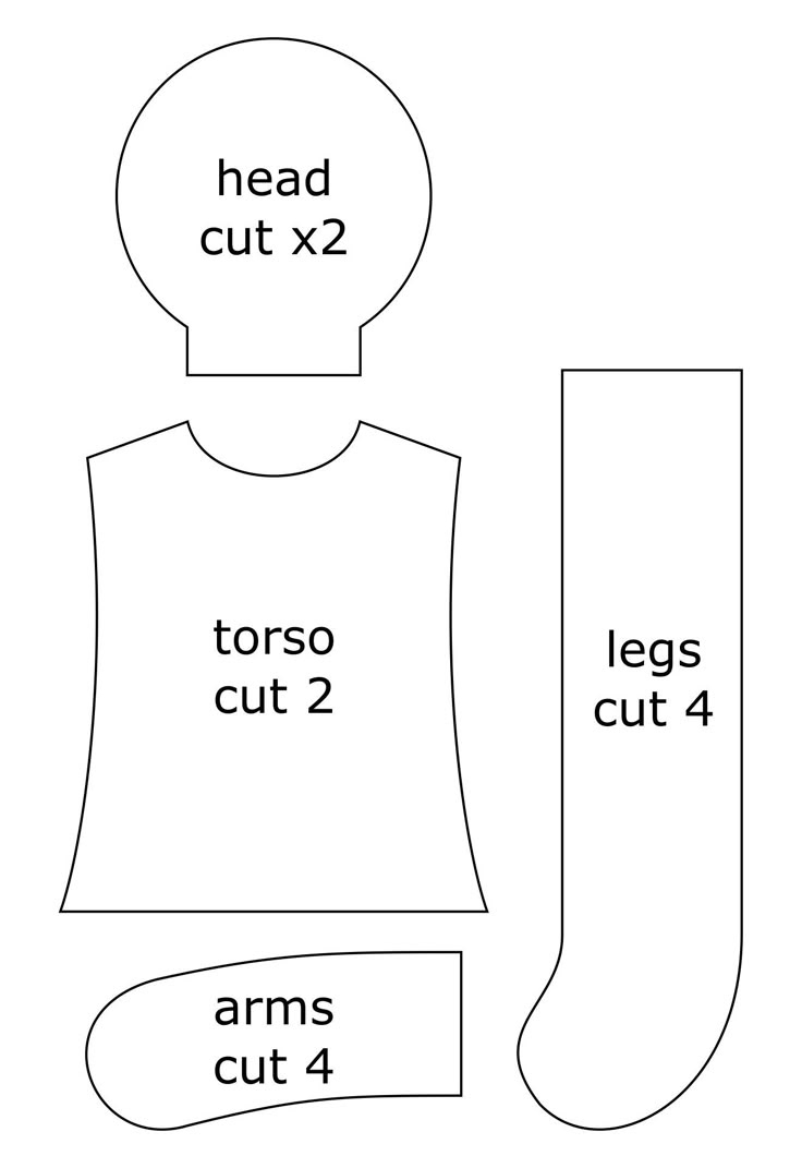 Rag Doll Sewing Pattern - 10 Free Pdf Printables | Printablee inside Printable Free Rag Doll Pattern