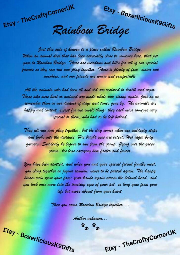 Rainbow Bridge For Dogs Printable