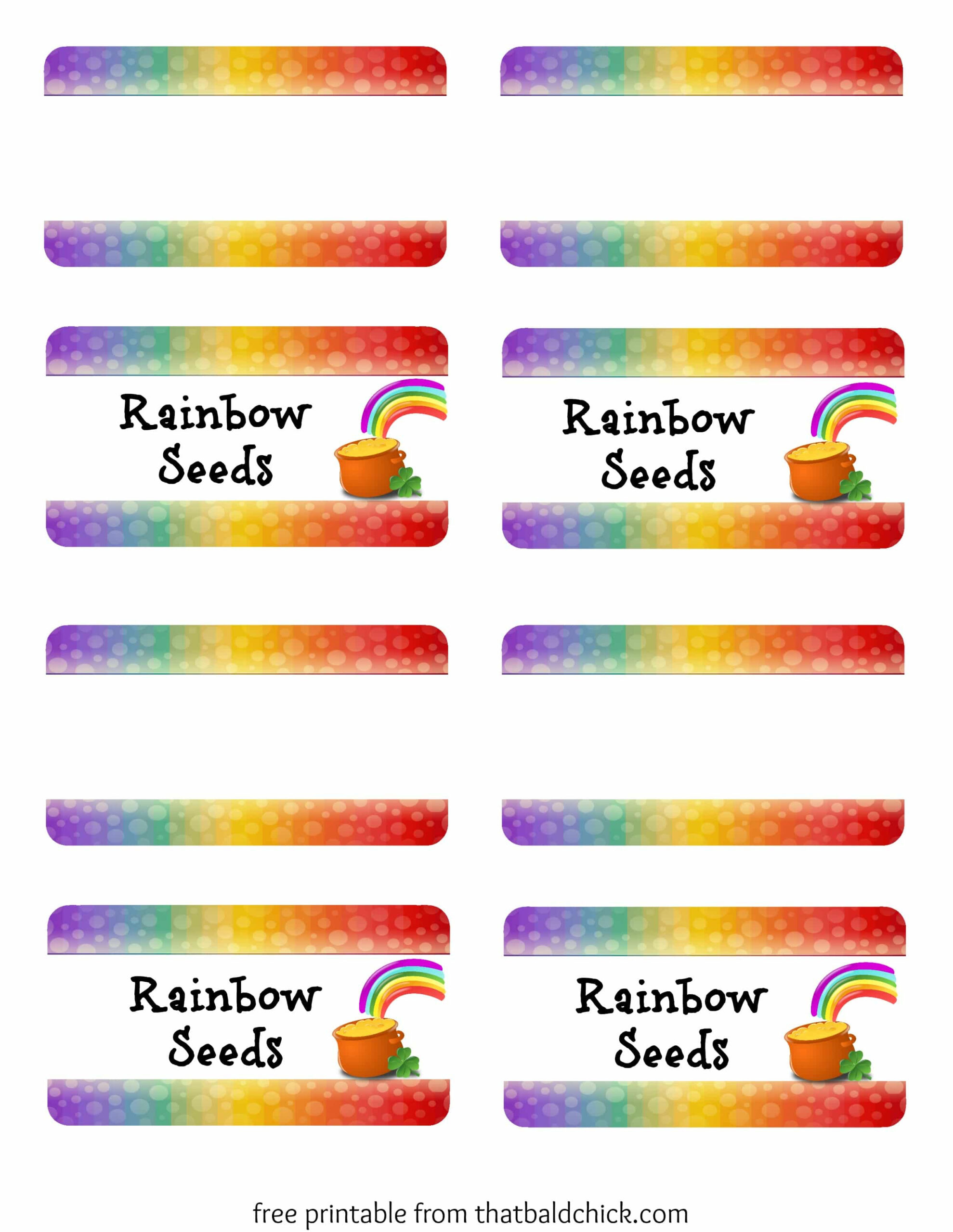 Rainbow Seeds Treat + Free Printable Bag Topper — That Bald Chick® pertaining to Rainbow Seeds Free Printable