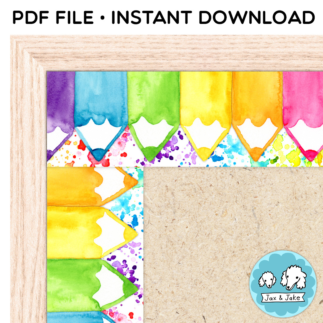 Rainbow Watercolor School Bulletin Board Borders - Printable intended for Classroom Printable Bulletin Board Borders