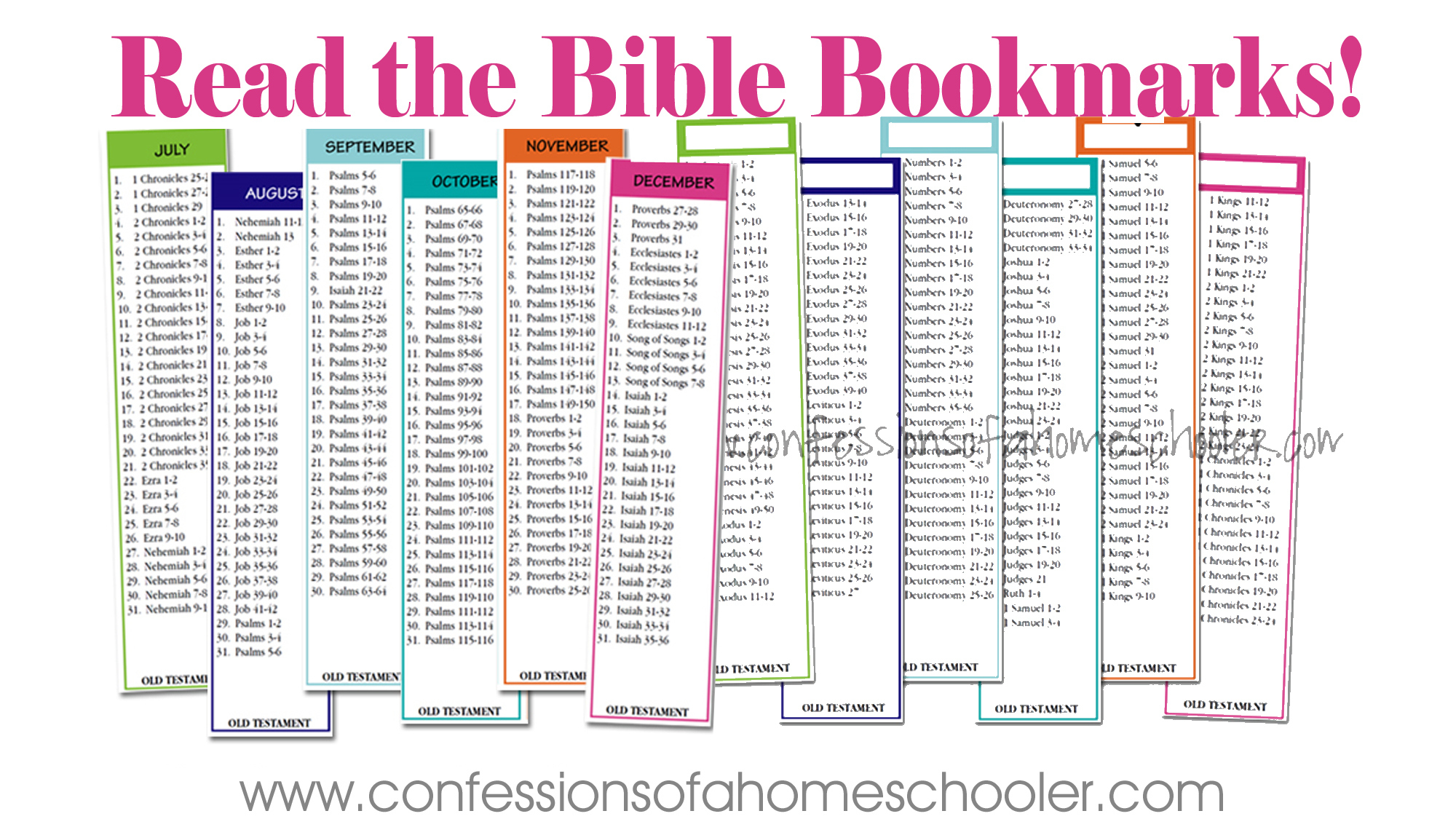 Read The Bible In Two Years Bookmarks - Confessions Of A Homeschooler inside Free Printable Bible Reading Plan For Beginners