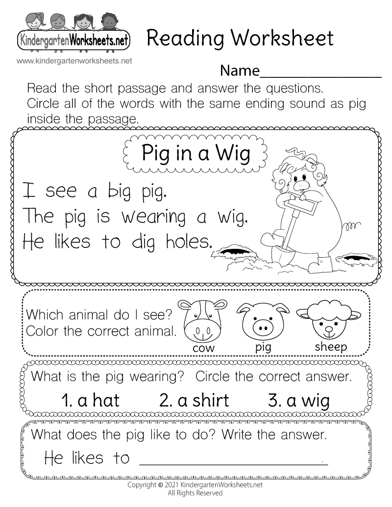 Reading Worksheet For Kids - Free Printable, Digital, &amp;amp; Pdf inside Reading Worksheets Printable For Kindergarten
