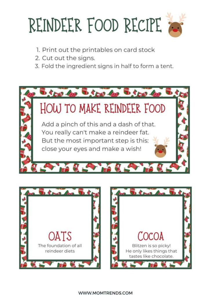 Pdf Free Printable Reindeer Food Recipe Printable Tag Poem