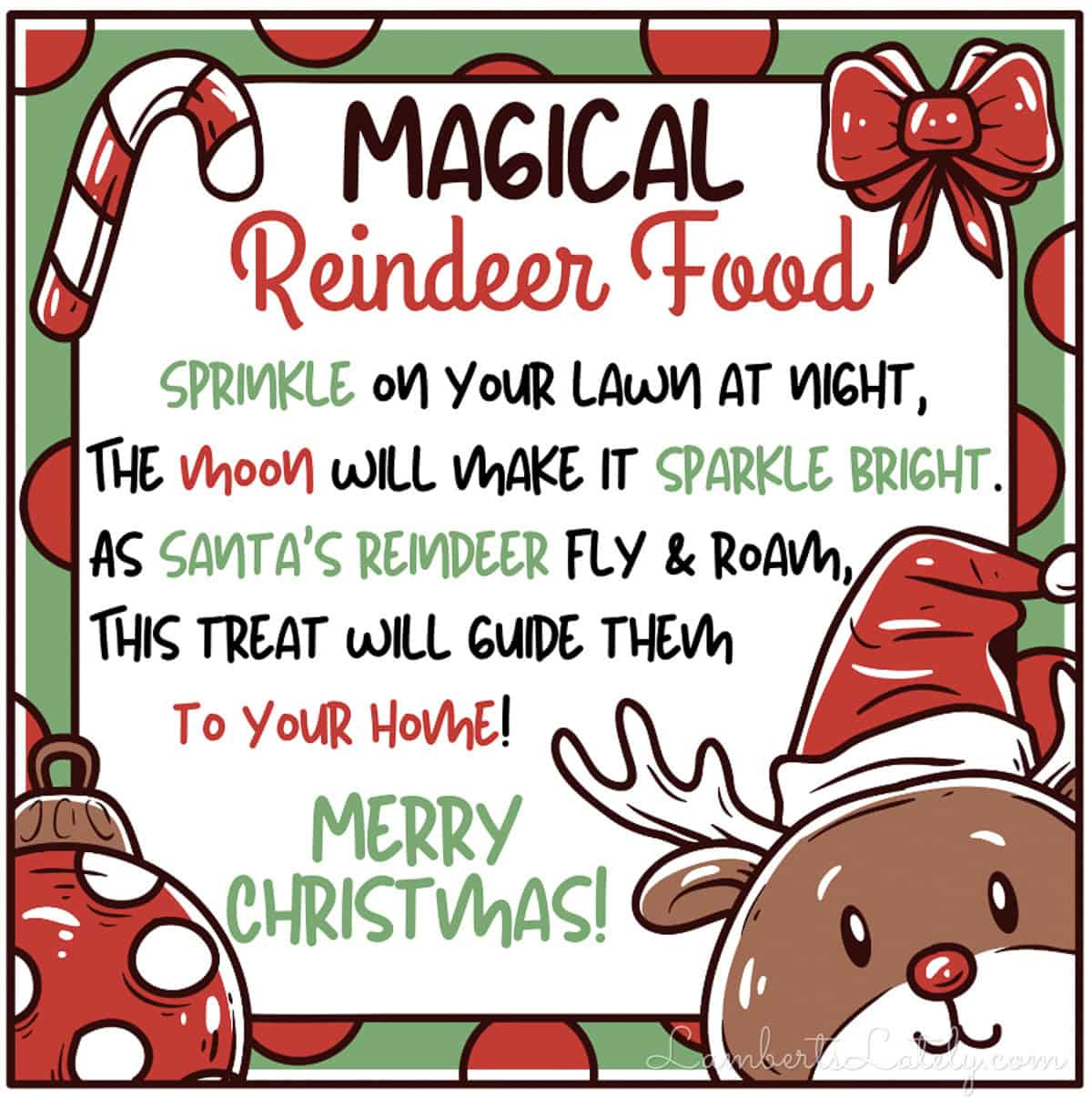 Reindeer Food Recipe &amp;amp; Poem Printable | Lamberts Lately throughout Reindeer Food Free Printable