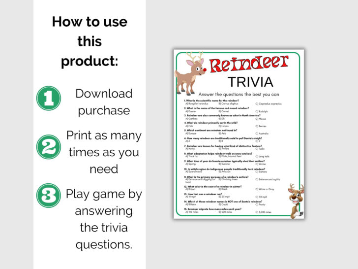 Reindeer Trivia Questions and Answers Printable