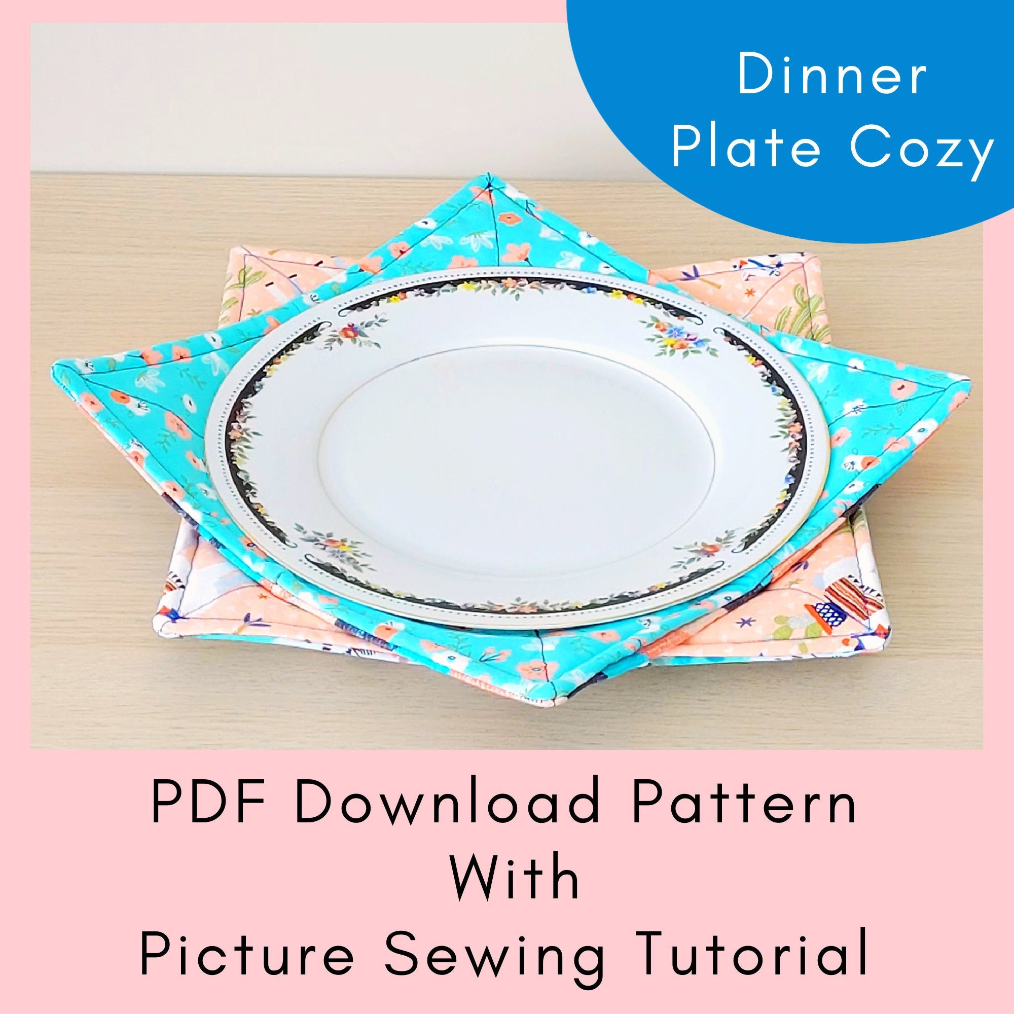 Reversible Dinner Plate Cozy Printable Sewing Pattern And Tutorial with Free Printable Microwave Plate Cozy Pattern