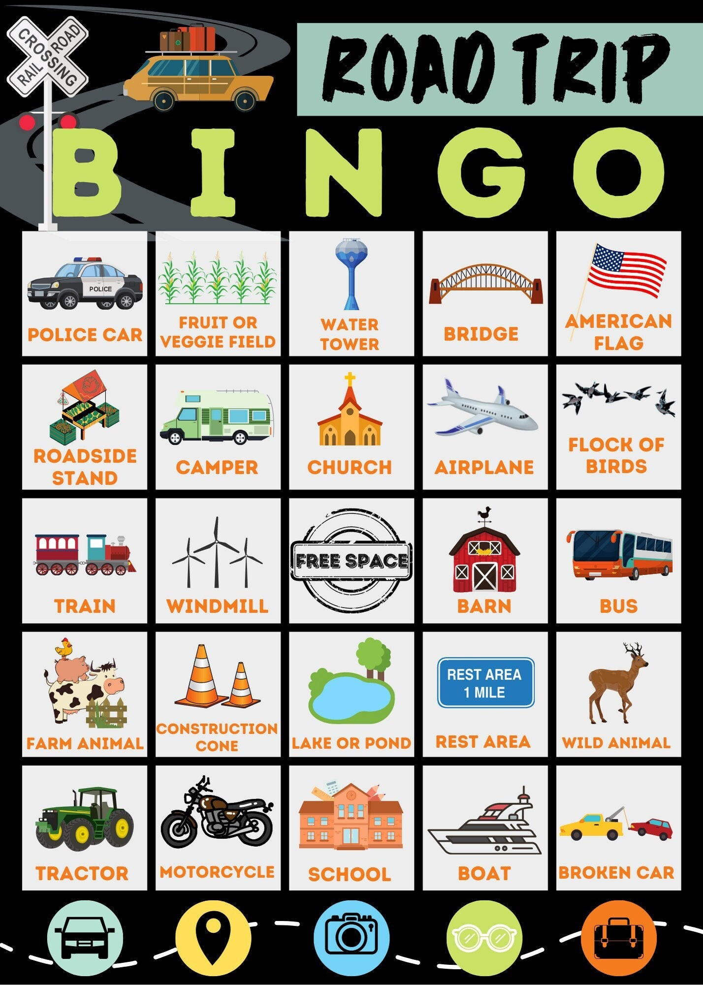 Road Trip Bingo (Druckbar) - Etsy.de inside Road Trip Bingo Card