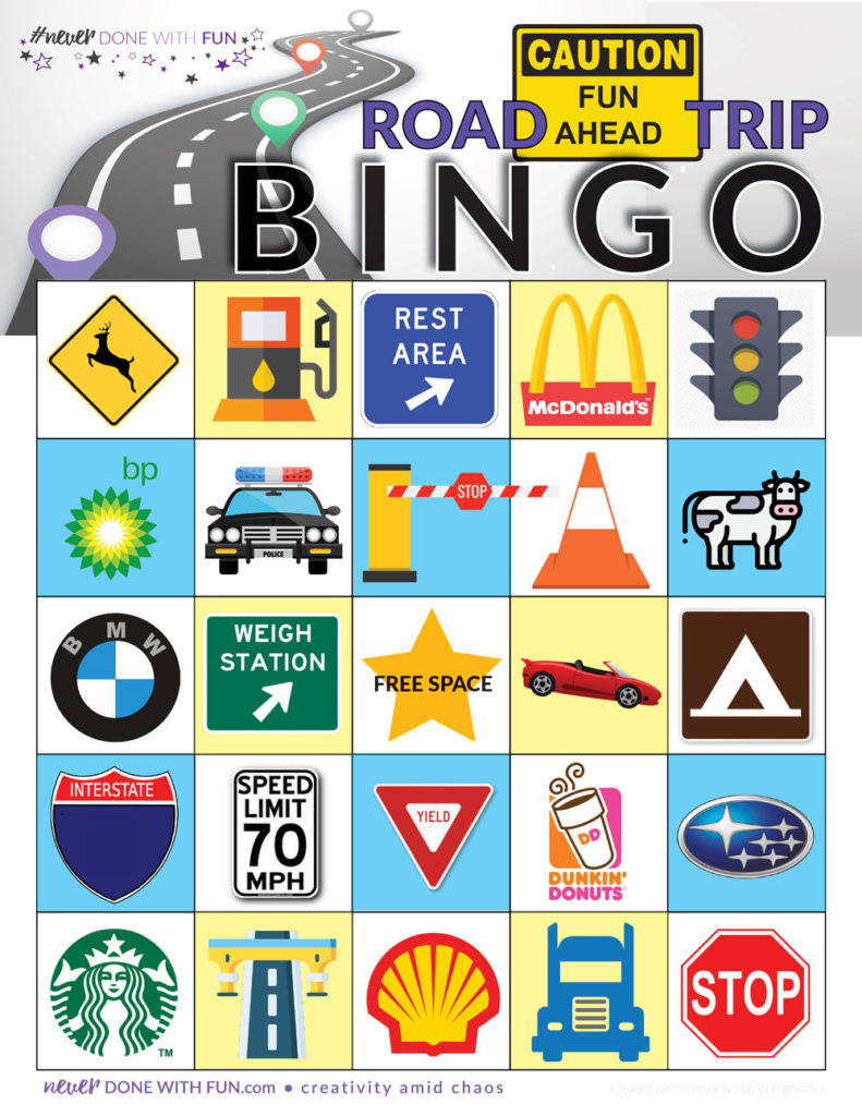Road Trip Bingo Free Printable - #Neverdonewithfun within Road Trip Bingo Card