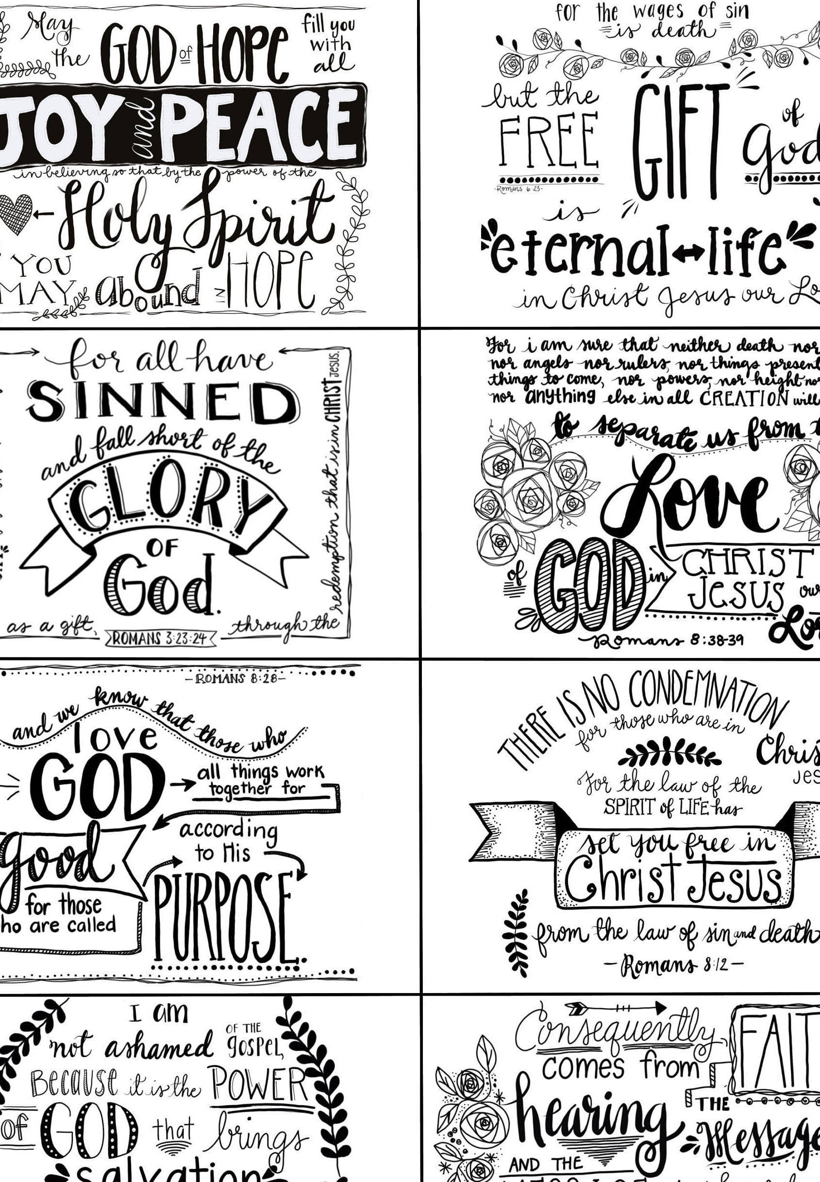 Romans Printable Black And White Scripture Cards, Inspirational regarding Printable Scripture Printable Bible Verses Black And White