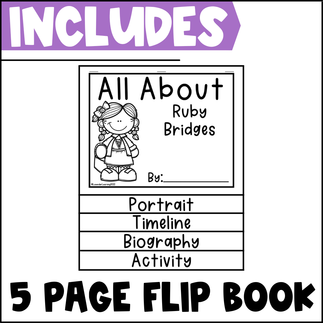 Ruby Bridges Biography Activities, Flip Book, And Report - Black regarding Free Printable Ruby Bridges Activities For Kindergarten