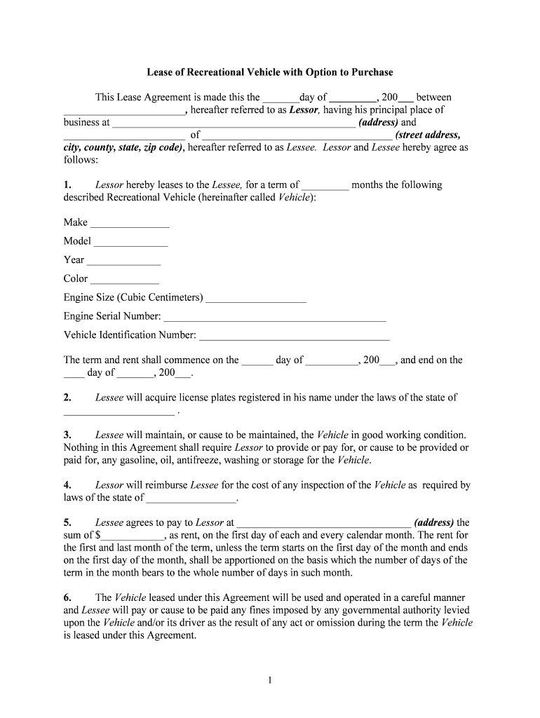 Rv Rental Agreement Template: Pre-Built Template | Airslate Signnow throughout Free Printable Rv Rental Agreement