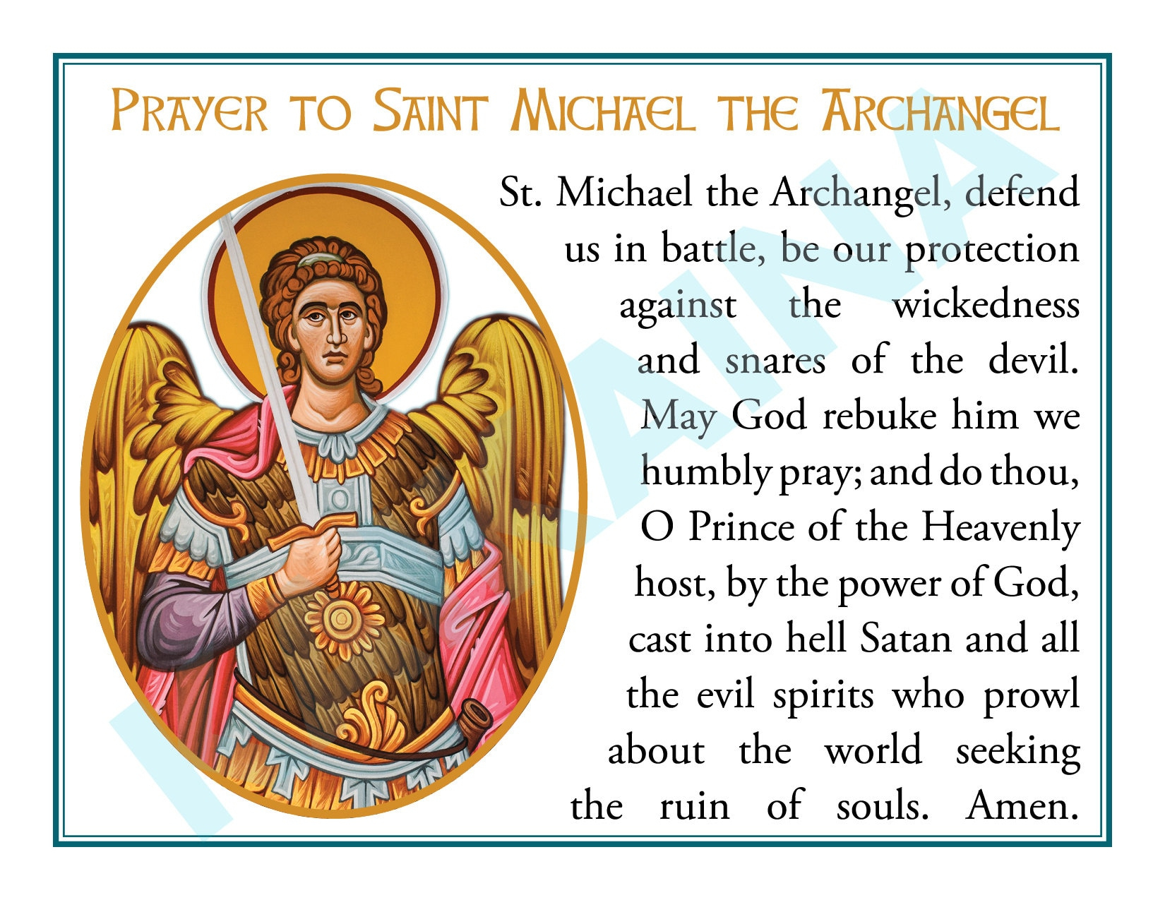 Saint Michael The Archangel Downloadable And Printable Prayer Card 4-Up A Page - Catholic Prayer Card inside Printable Free Printable St Michael Prayer